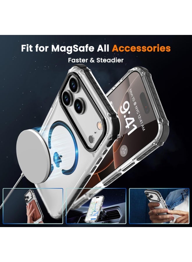 HaDoii Strong Magnetic Case for iPhone 17 Pro Max 6.9-Inch,[Compatible with Magsafe] [Aluminum Camera Frame] Clear Slim Shockproof Protective Phone Cover-Transparent+Black - Image 4